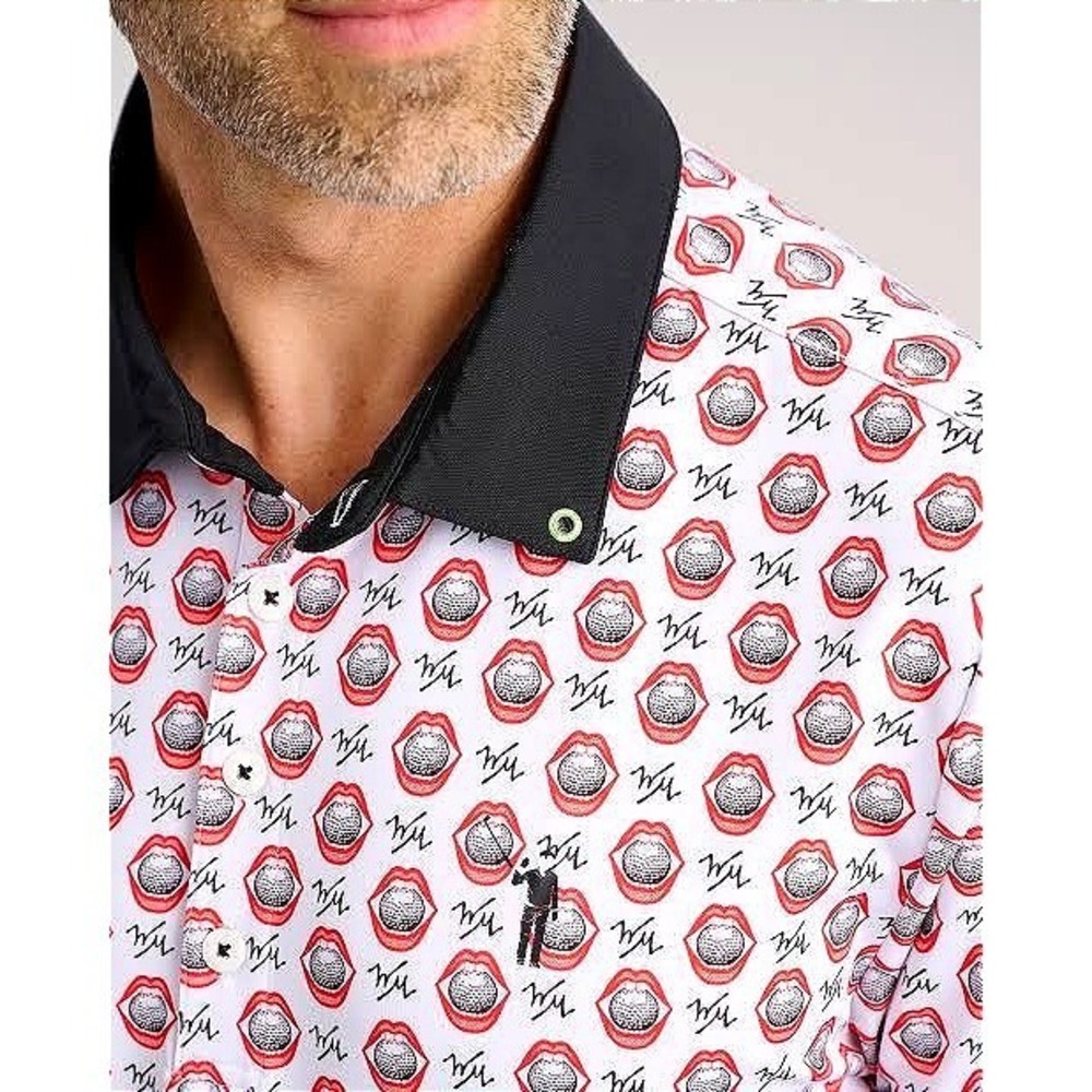 William Murray Golf Mens Lip Service Polo L Red White L NWT RARE